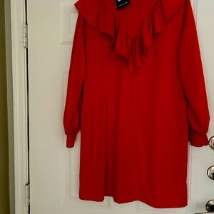 Fiery Red Long sleeve short dress